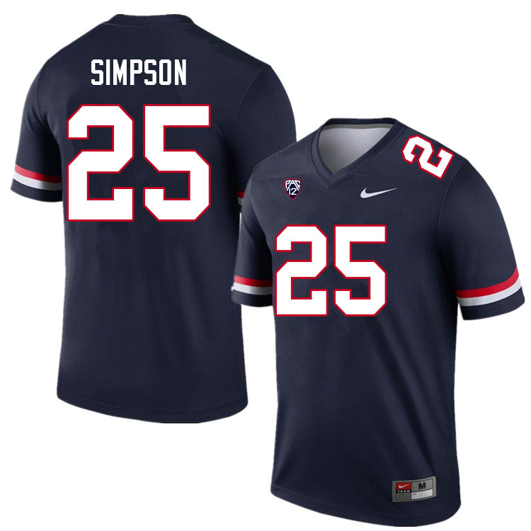 Men #25 Anthony Simpson Arizona Wildcats College Football Jerseys Sale-Navy - Click Image to Close